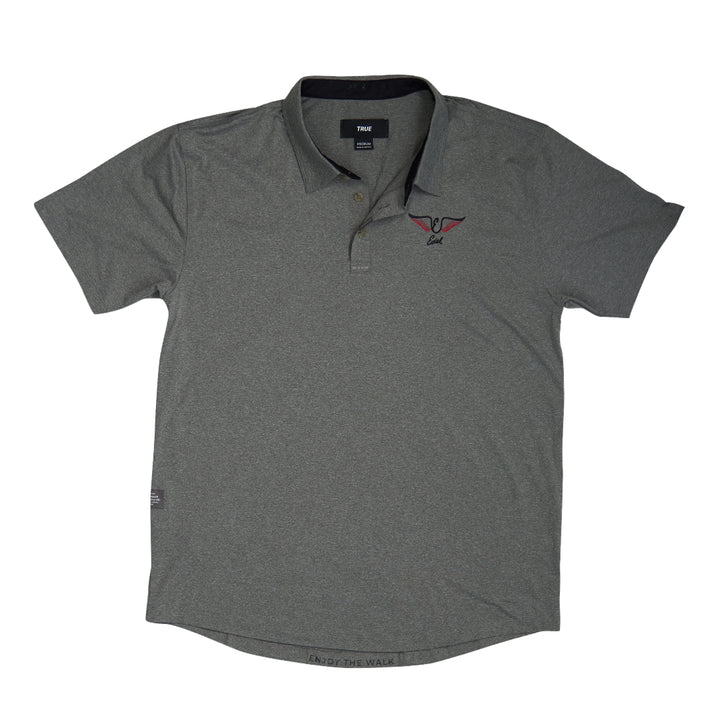 Edel Golf x TRUE linkswear All Day Heather Grey Polo - front