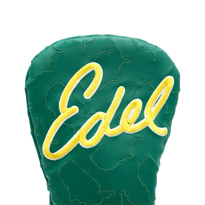 Closeup of Limited Azalea Driver Headcover front with Edel Golf logo