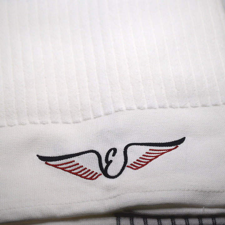 Edel Golf White Caddy Towel with the Edel Wings Logo