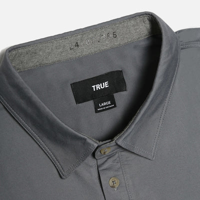 Edel Golf x TRUE linkswear All Day Charcoal Polo - collar