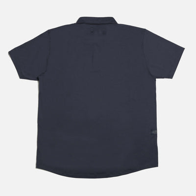 Edel Golf x TRUE linkswear All Day Heather Navy Polo - back