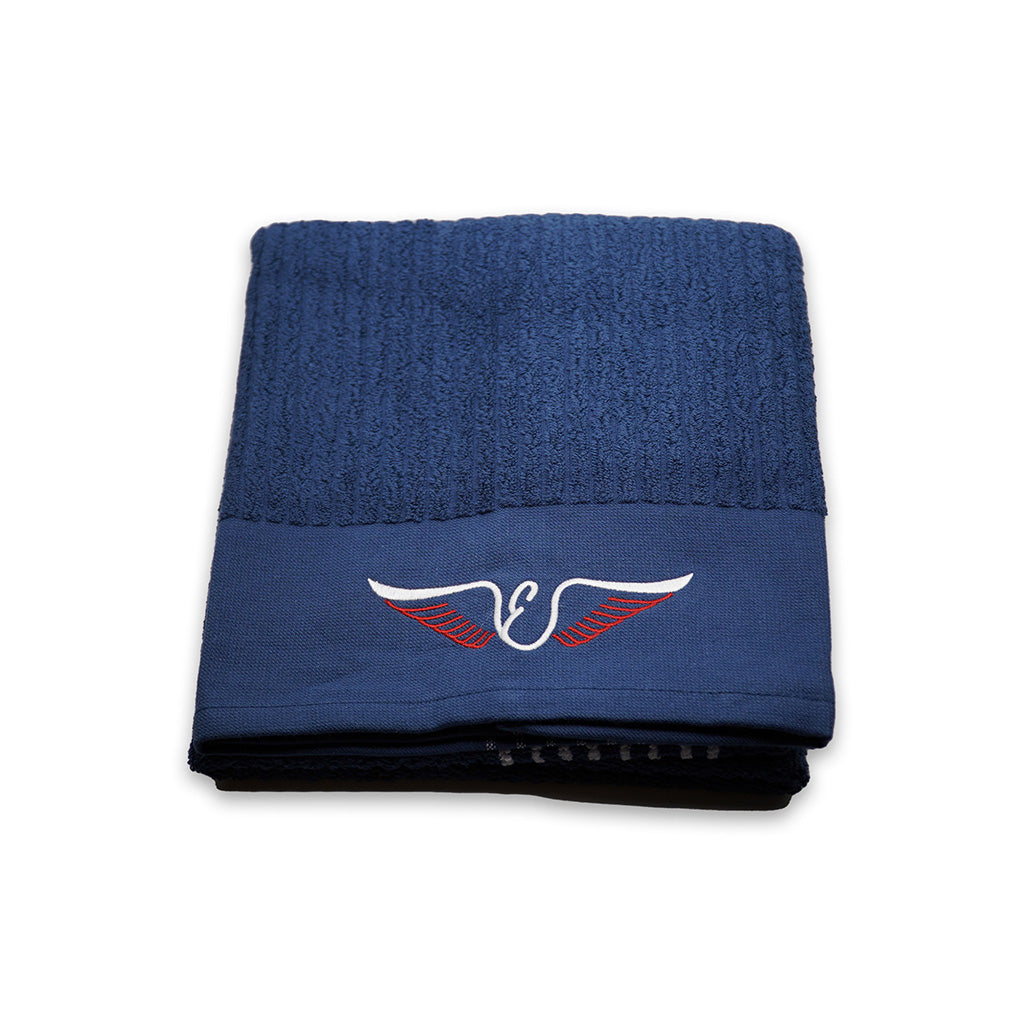 Edel Golf Navy Caddy Towel with the Edel Wings Logo