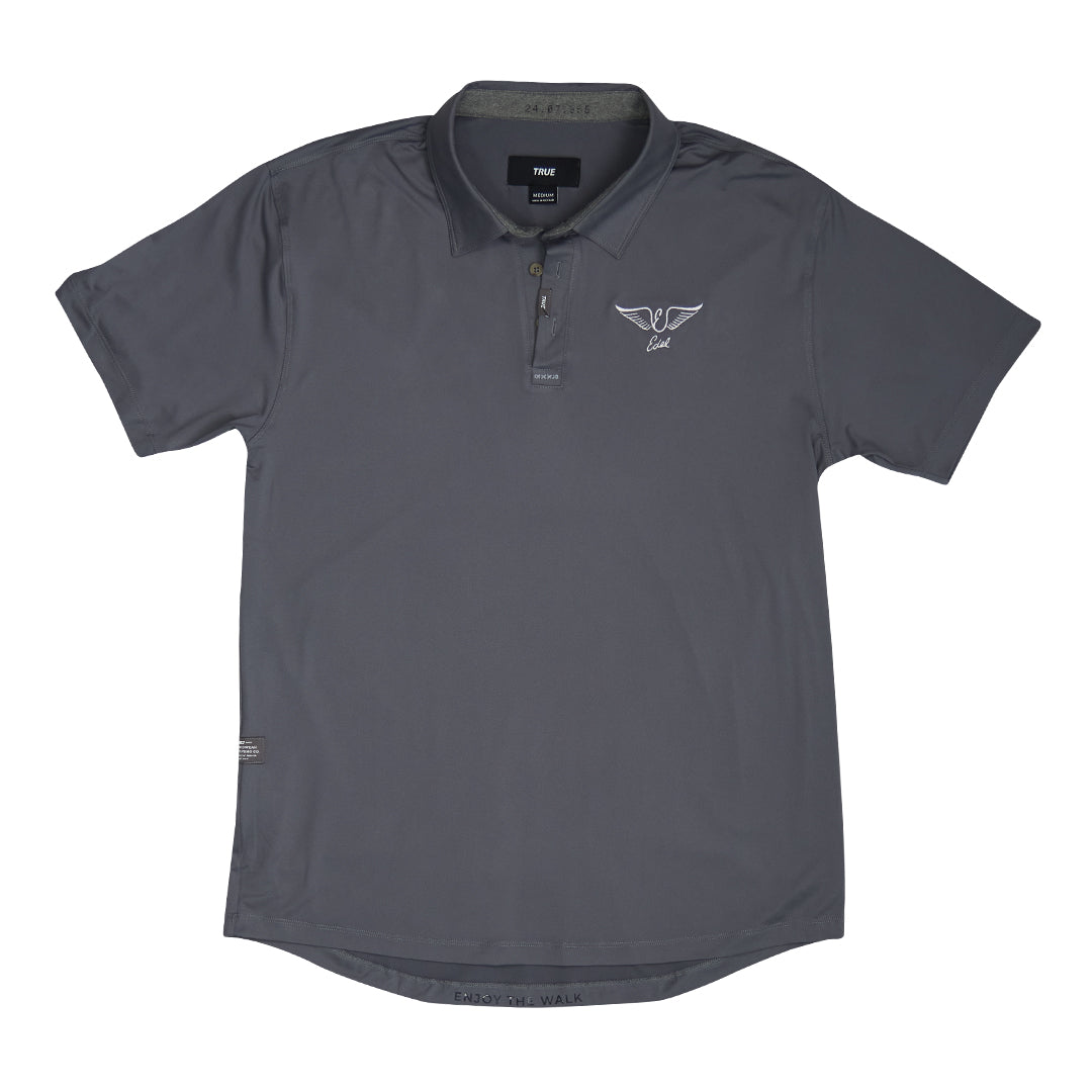 Edel Golf x TRUE linkswear All Day Charcoal Polo - front