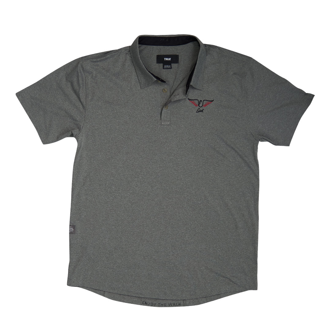 Edel Golf x TRUE linkswear All Day Heather Grey Polo - front