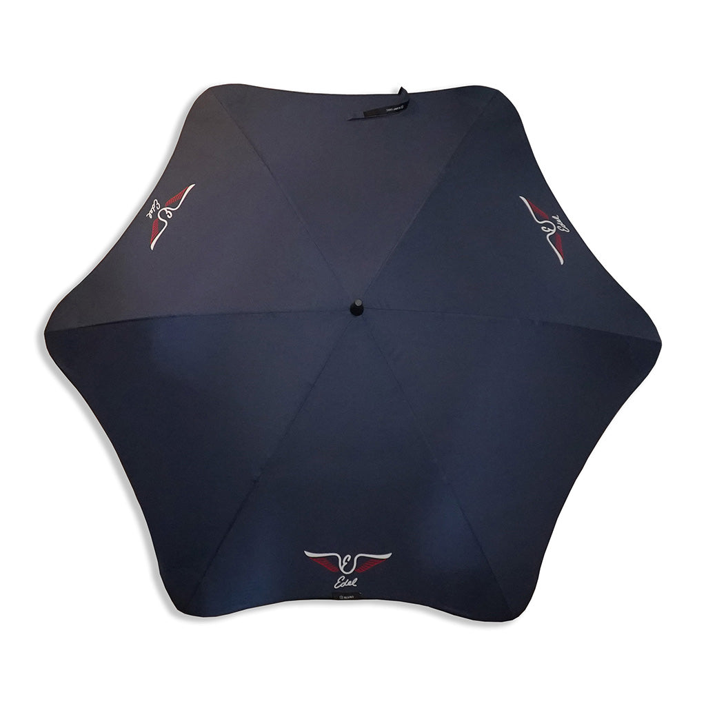 Edel Golf Navy Umbrella with Edel wings and signature logos