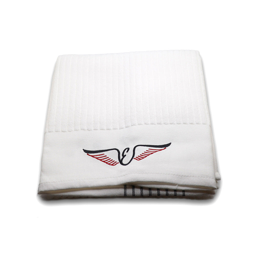 Edel Golf White Caddy Towel with the Edel Wings Logo