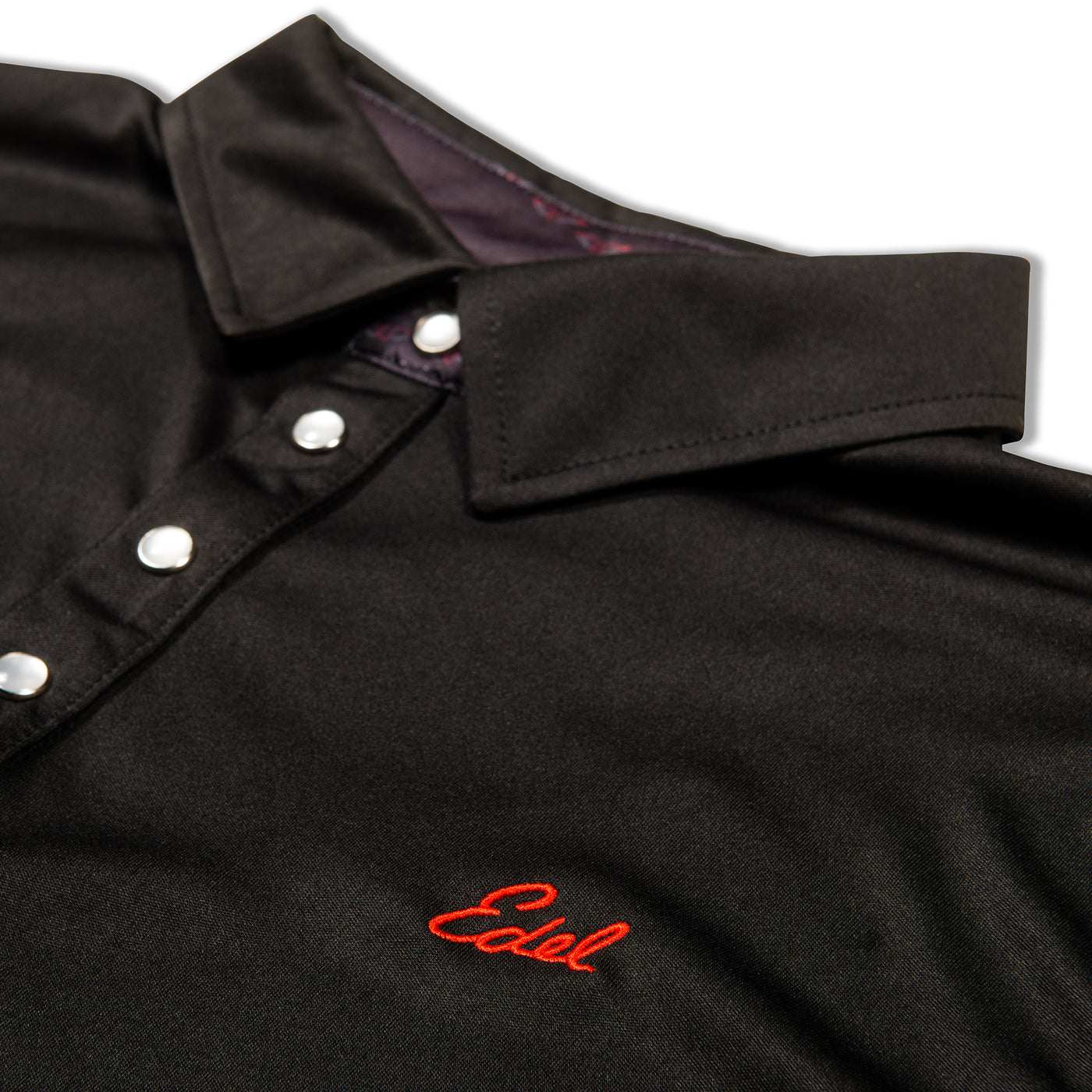 Black Edel Golf Polo w/ pearl snap buttons