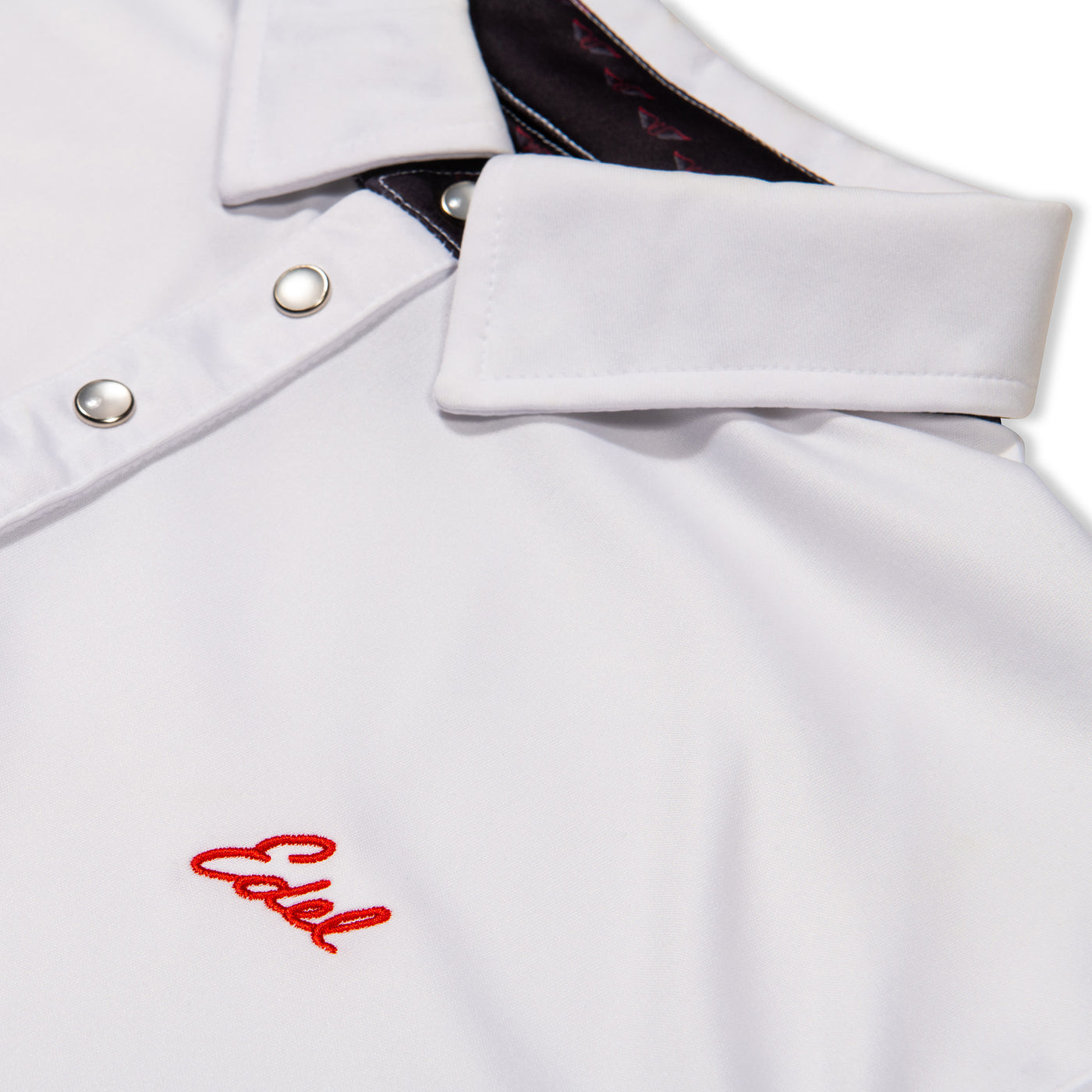 White Edel Golf Polo w/ pearl snap buttons